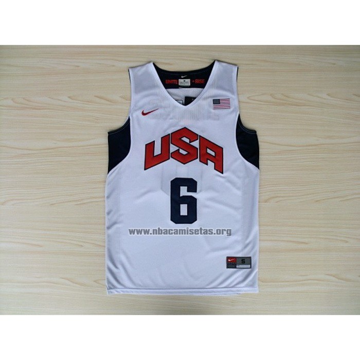 Camiseta USA 2012 Lebron James NO 6 Blanco